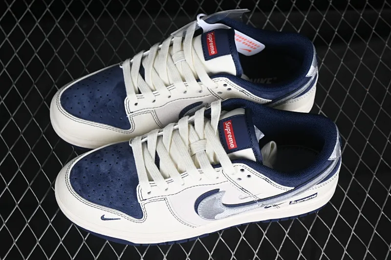 All categories Nk SB Dunk Series Nk SB Dunk Low High-end customized low-top sneakers Nk SB Dunk Low Sup joint dark pattern silver and blue hook Anniversary high-end customized low-top casual sneakers DM6868-044